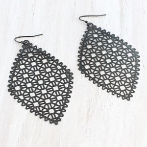 Boho Gray Silver Earrings New